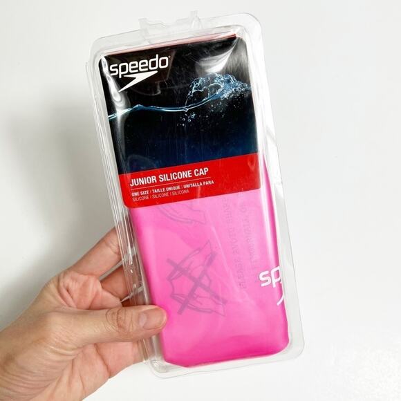 SPEEDO SWIMMING WOMEN JUNIOR SILICONE PINK CAP ONE SIZE NEW - Picture 1 of 6